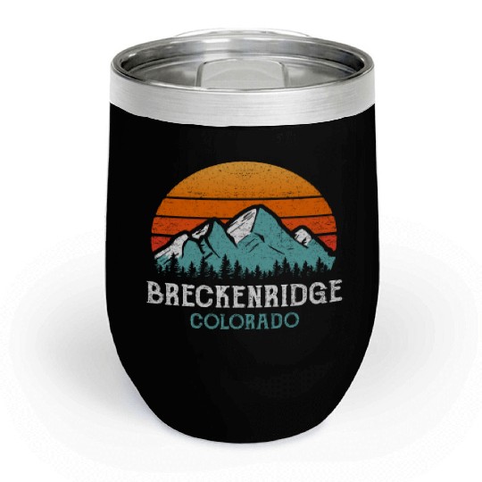 Vintage Breckenridge Chill Wine Tumblers Retro Sun Mountains