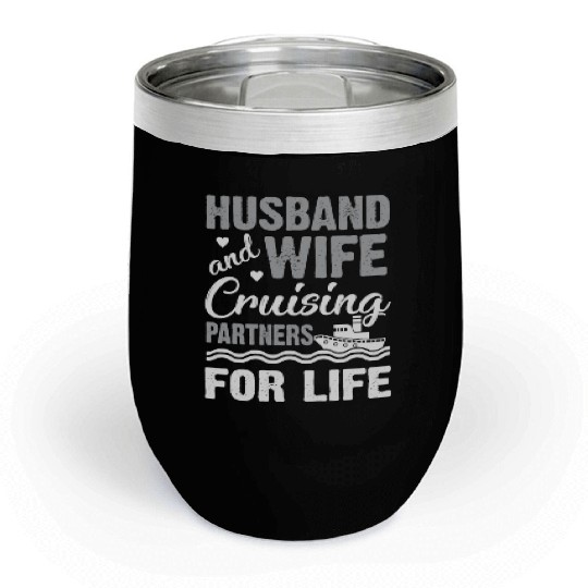 Cruising Partner Couple Cruise Ship Husband Wife Chill Wine Tumblers