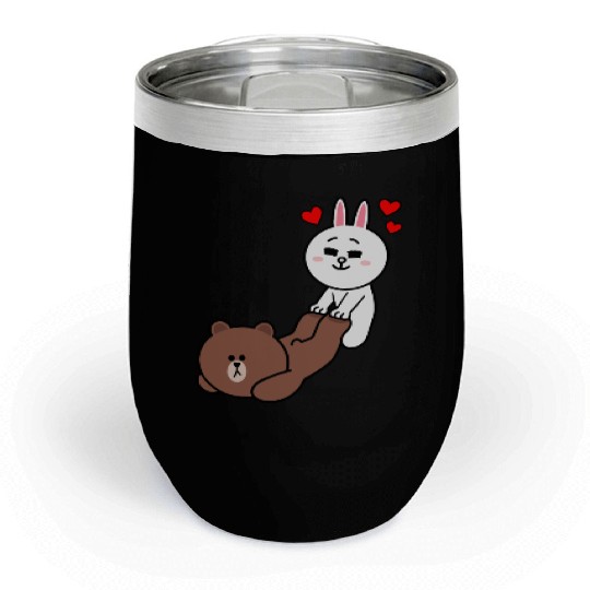 Brown bear and Cony Be My Lover Chill Wine Tumblers