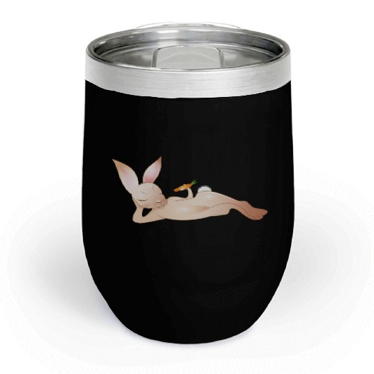 Relaxed rabbit with carrot is enjoying his life Chill Wine Tumblers