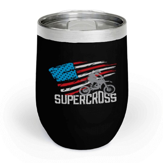 Supercross Motocross Racing Biker Chill Wine Tumblers