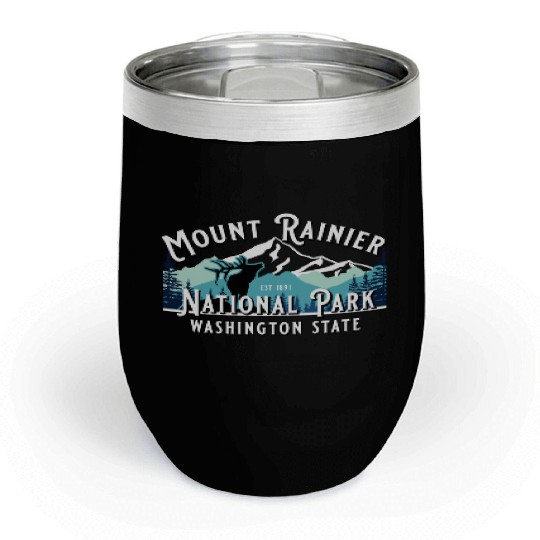 Vintage Mount Rainier National Park Washington Sou Chill Wine Tumblers