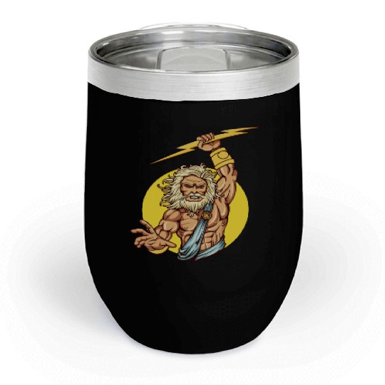 Comic - God Zeus Lightning - bright Chill Wine Tumblers