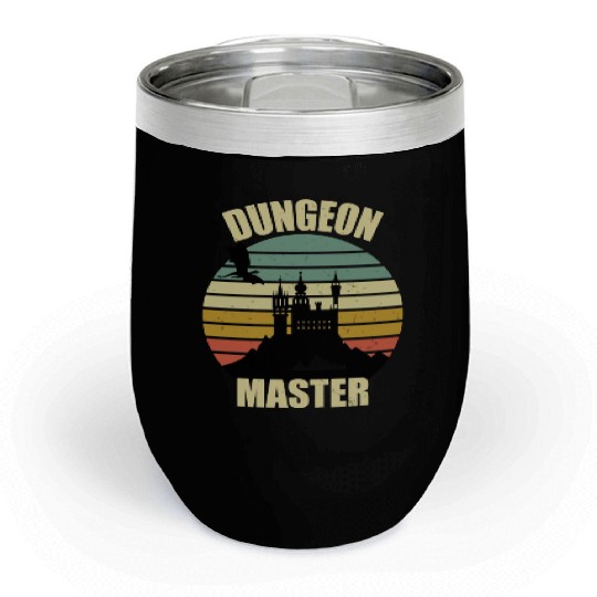 Dungeon Master - Bez I'm DM Smiles Retro Dragon Chill Wine Tumblers
