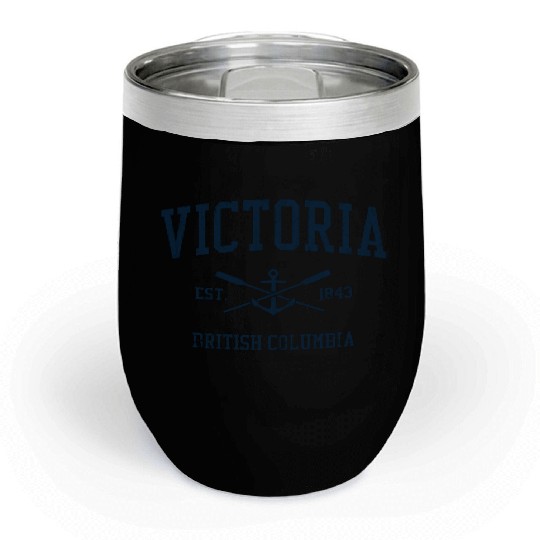 Victoria BC Vintage Navy Crossed Oars & Boat Ancho Chill Wine Tumblers