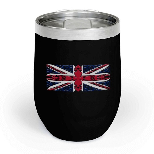 Union Jack British Flag Ornamental Style Chill Wine Tumblers