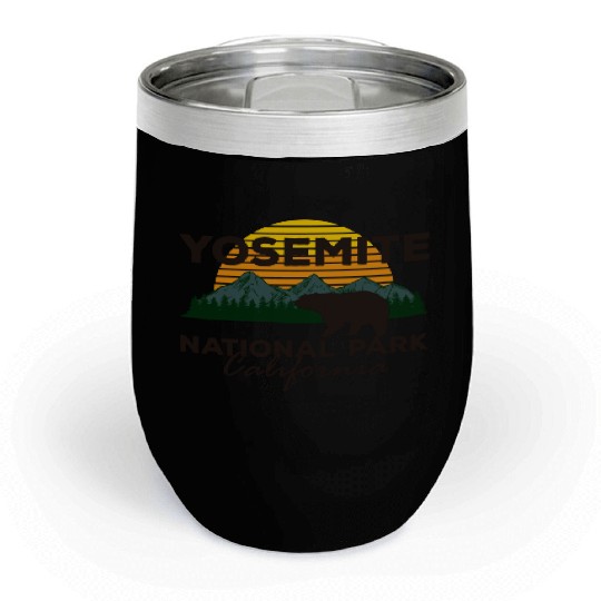 Yosemite National Park California Mountain Bear Chill Wine Tumblers