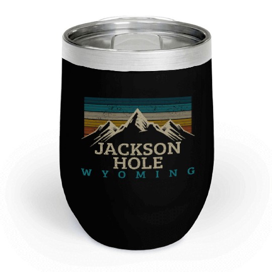 Jackson Hole Wyoming Vintage Mountains Nature Souv Chill Wine Tumblers