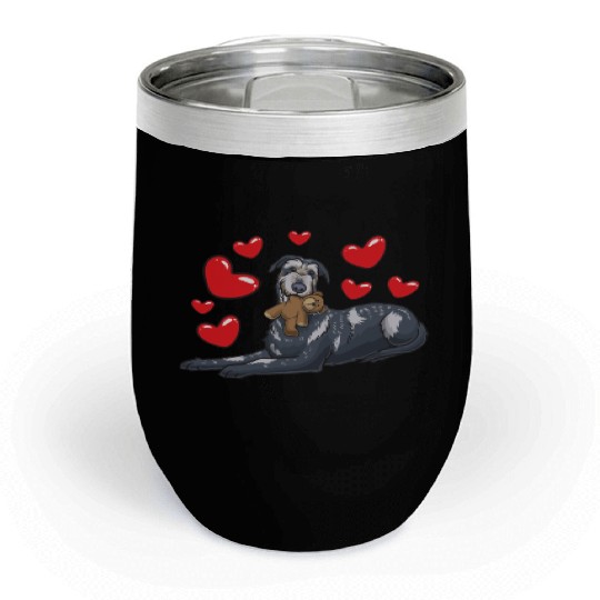 Irish Wolfhound Dog With Stuffed Animal Chill Wine Tumblers
