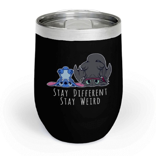 Stay Different Stay Weird Toothless And Stitch Chill Wine Tumblers