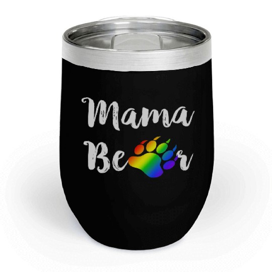 Lesbian Mama Bear Gay Pride Rainbow Paw LGBT Chill Wine Tumblers