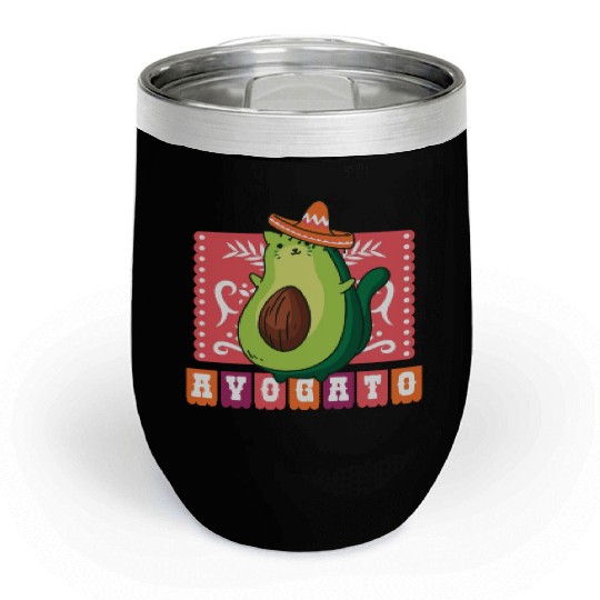 AVOGATO " AVOCADO CAT MEXICAN " Chill Wine Tumblers