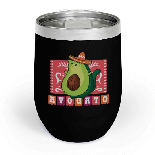 AVOGATO " AVOCADO CAT MEXICAN " Chill Wine Tumblers