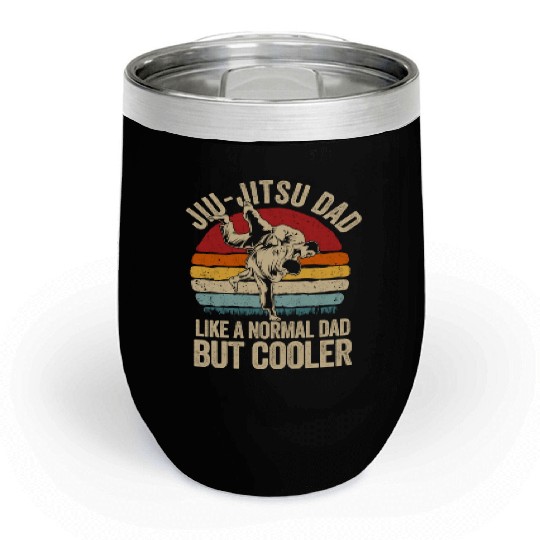 Retro Jiu-Jitsu Dad Chill Wine Tumblers BJJ Men Father Vintage