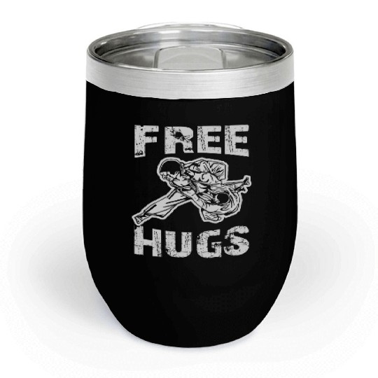 Funny Free Hugs Jiu Jitsu BJJ Choke MMA Gear Chill Wine Tumblers