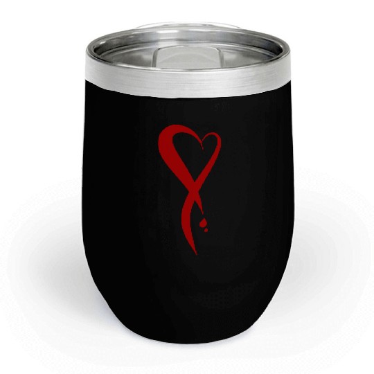 Heart bleeding, hand drawn Chill Wine Tumblers