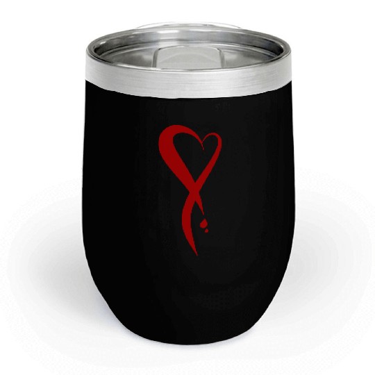 Heart bleeding, hand drawn Chill Wine Tumblers