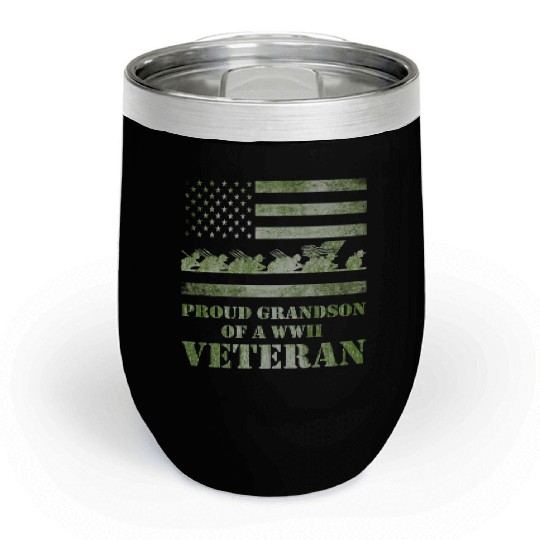 World War 2 Ii 80th Anniversary Proud Grandson Of Chill Wine Tumblers