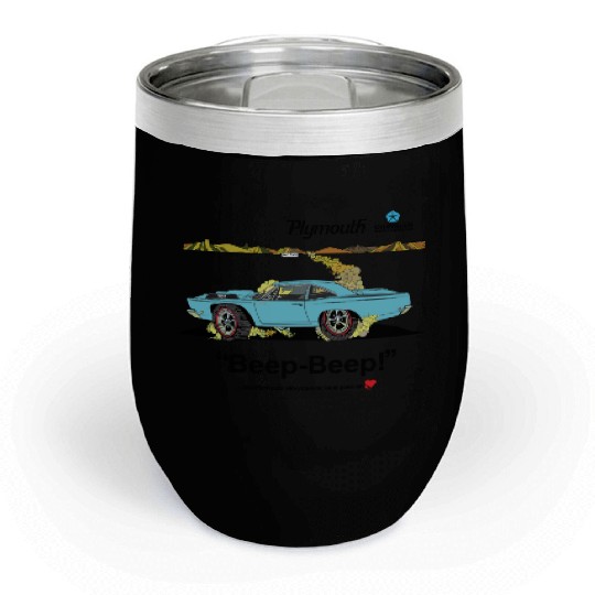 1968 Plymouth Road Runner Salt Flats Light Blue Chill Wine Tumblers