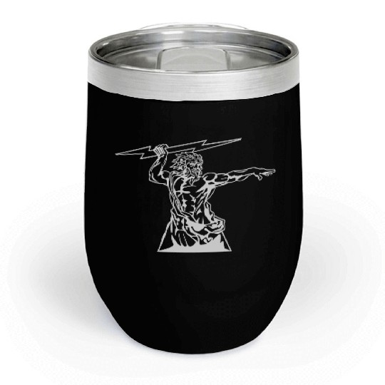Greek mythology Zeus lightning bolt silhouette Chill Wine Tumblers