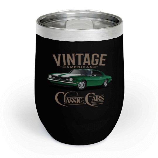 Vintage Green Camaro Classic Car Chill Wine Tumblers