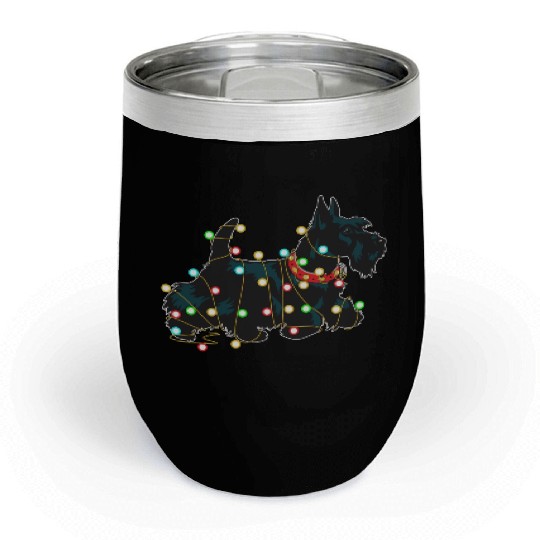 Christmas Lights Scottie Dog Lover Funny Xmas Gift Chill Wine Tumblers