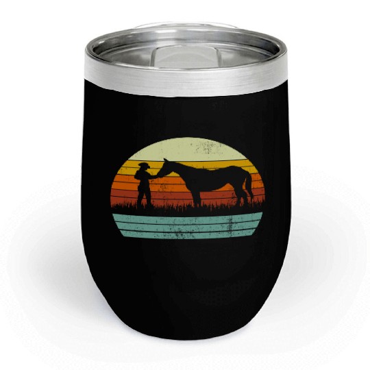 Cowboy Cowgirl Horse Wild Western Retro Chill Wine Tumblers