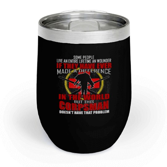 Devil US Navy Corpsman DOC Badass Army Veteran Chill Wine Tumblers