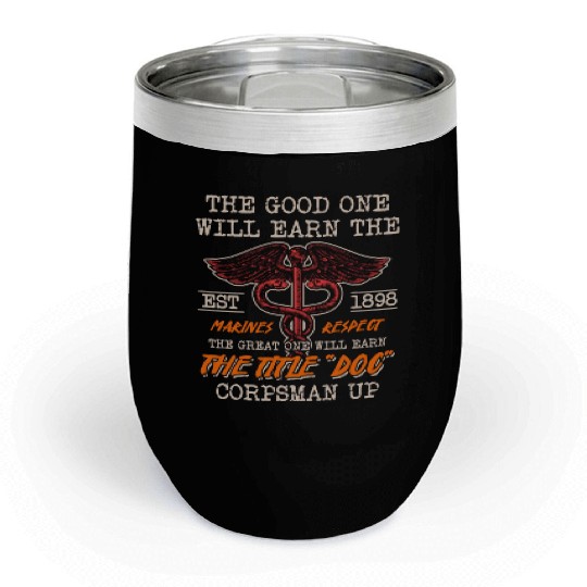 DOC Devil US Navy Corpsman Badass Army Veteran Chill Wine Tumblers