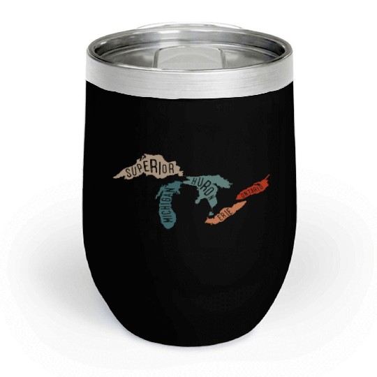 Great lakes USA, Michigan Lake Erie Lake Chill Wine Tumblers