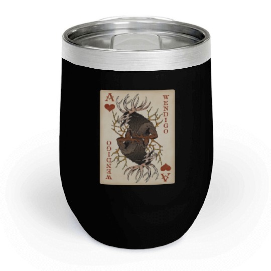 Wendigo Playing Card - Ace of Hearts Cryptid Art Chill Wine Tumblers
