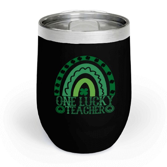 One Lucky Teacher Rainbow St Patrick’s Day Chill Wine Tumblers