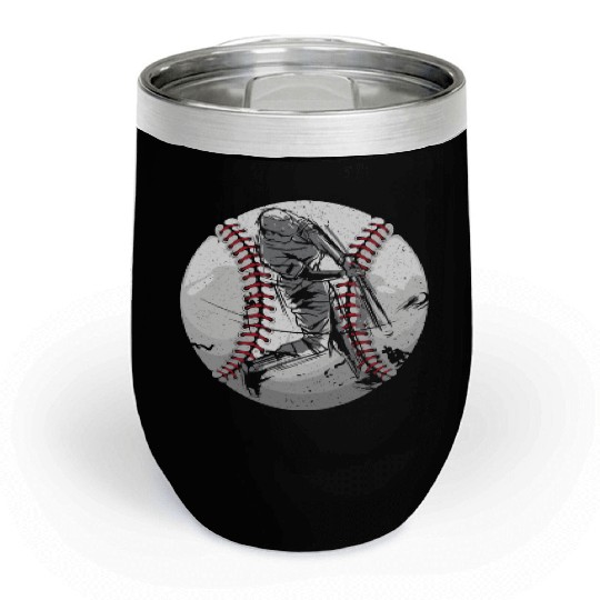 Baseball Player Coach Bat And Ball Pitcher Catcher Chill Wine Tumblers