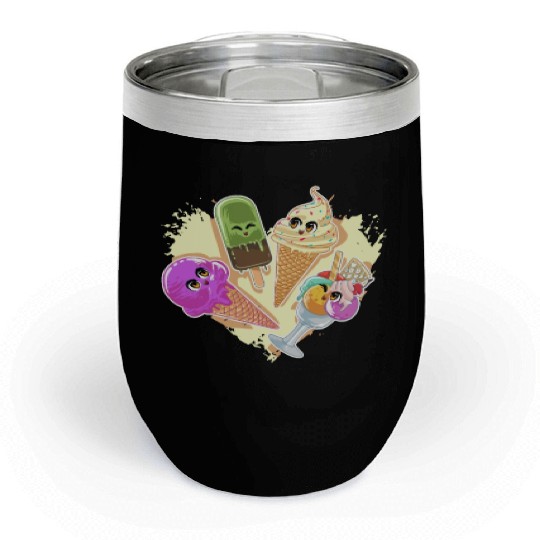 Funny Ice Cream Lover Kawaii Japan Chill Wine Tumblers