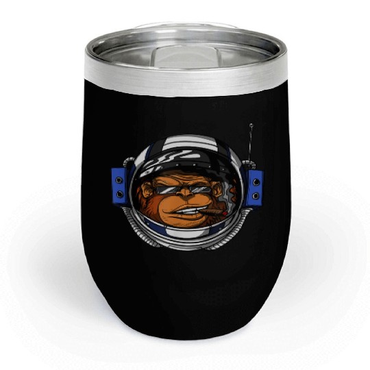 Ape Chimp Monkey Astronaut Space Cosmic Galaxy Chill Wine Tumblers