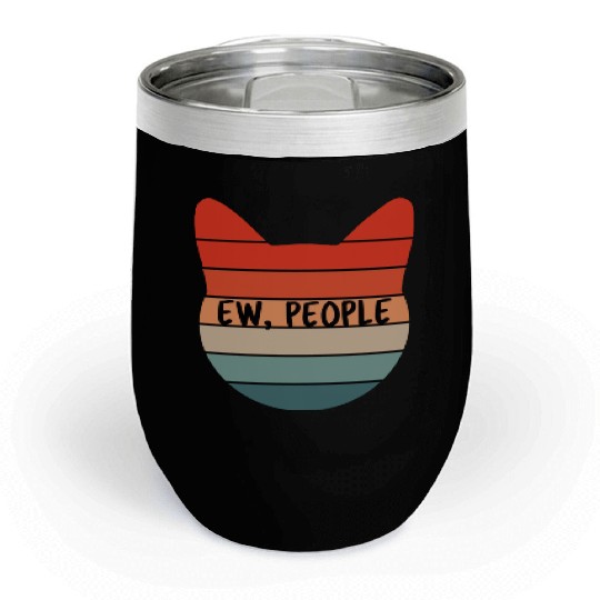 Ew People Cat Retro Sunset Colors Chill Wine Tumblers