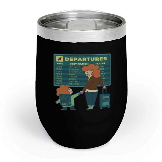 Airport Departures Flight Mom and Son traveling Ai Chill Wine Tumblers