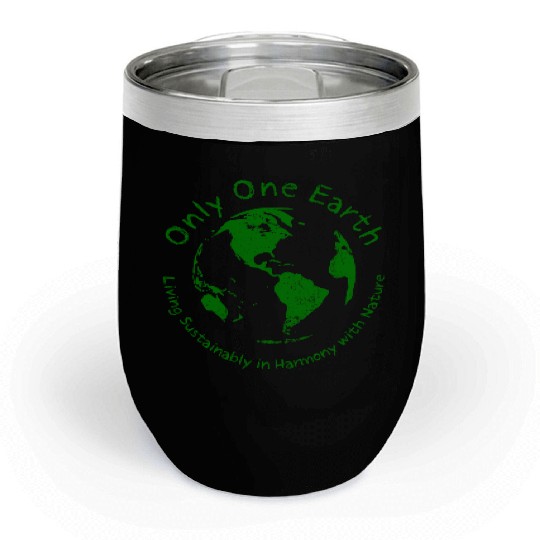 Only One Earth - dark green vintage design Chill Wine Tumblers