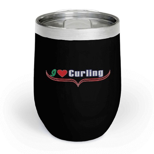i love curling Chill Wine Tumblers