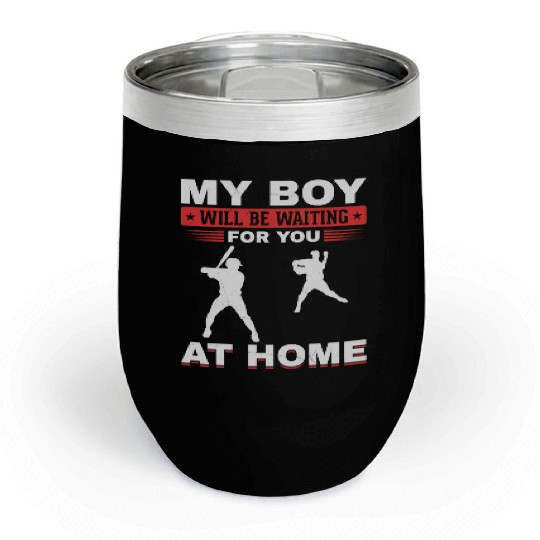 Son Baseball Catcher Pitcher Batter Dad Mom Chill Wine Tumblers