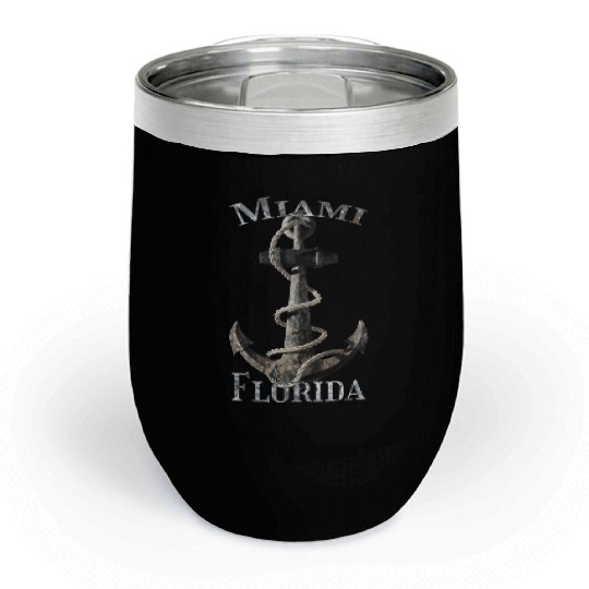 Miami Florida Nautical Anchor Sailing Chill Wine Tumblers