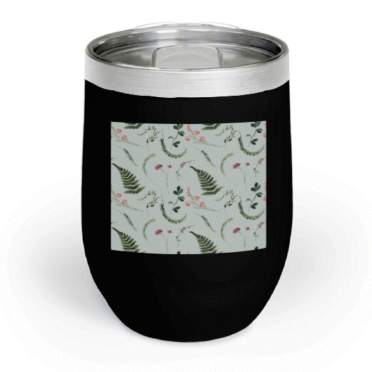 Watercolor Wildflowers Botanical Pattern Chill Wine Tumblers