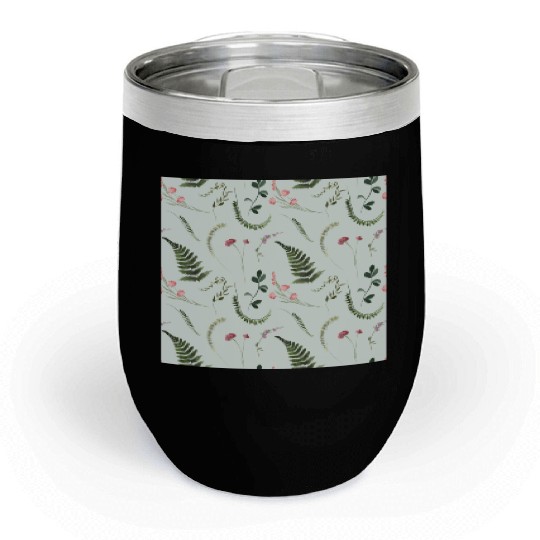 Watercolor Wildflowers Botanical Pattern Chill Wine Tumblers