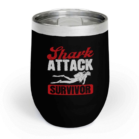 Scuba Diving Shark Attack Survivor Scuba Diver Chill Wine Tumblers