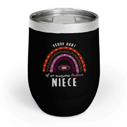 Rainbow Aunt Lesbian Niece Chill Wine Tumblers