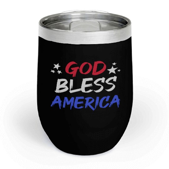 Patriotic USA God Bless America Chill Wine Tumblers