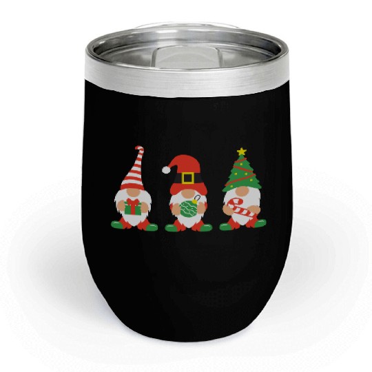Christmas Gnomes with candy cane, gift Chill Wine Tumblers