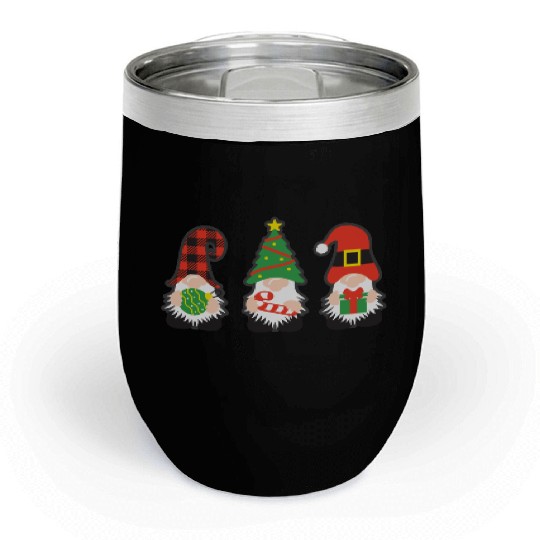 Christmas Gnomes with candy cane, gift Chill Wine Tumblers