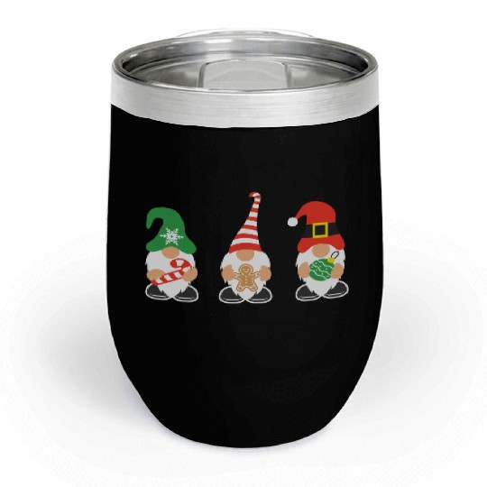 Christmas Gnomes with candy cane, gift Chill Wine Tumblers