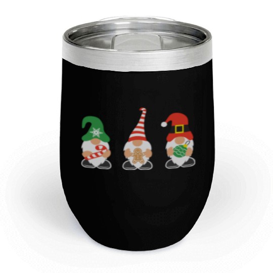 Christmas Gnomes with candy cane, gift Chill Wine Tumblers